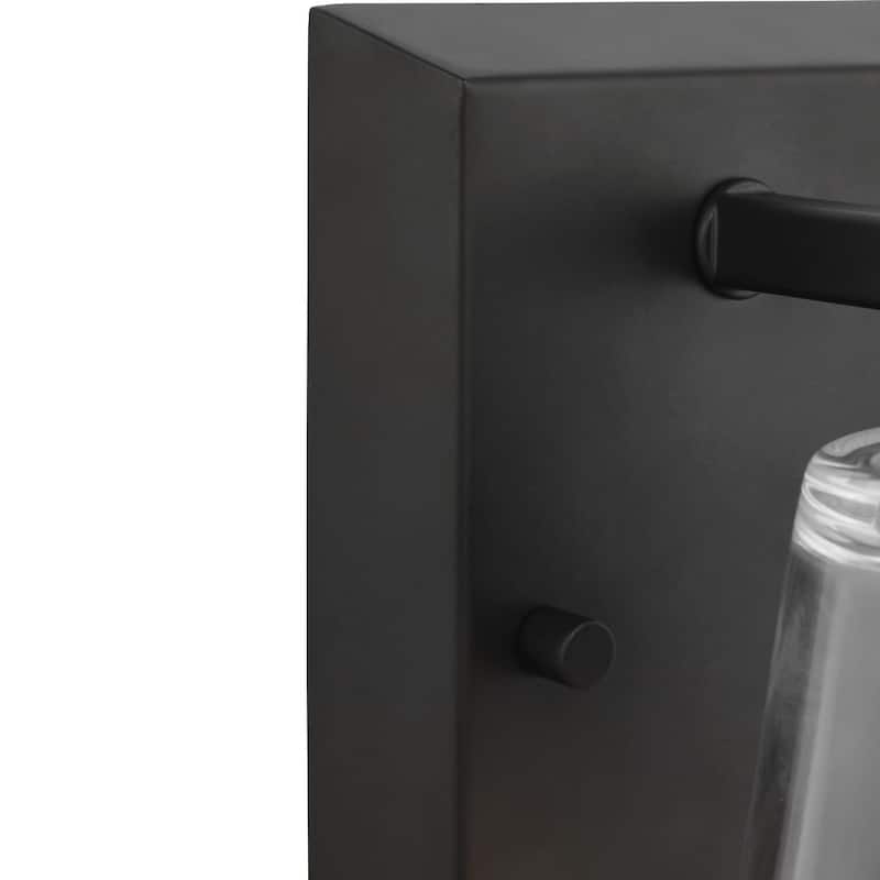 Vertex Collection One-Light Matte Black Clear Glass Contemporary Bath Light - 4.75 in x 6.25 in x 7.5 in