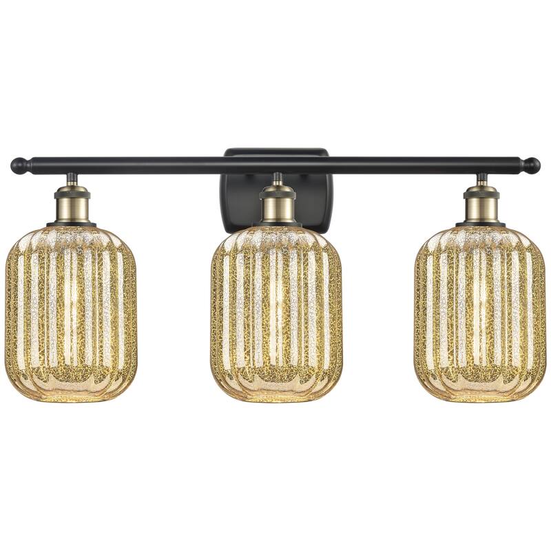 Innovations Lighting Endless Possibilities Ballston - Preston - 3 Light 27" Jar Shade Bath Vanity Light - Mercury/Black Antique Brass