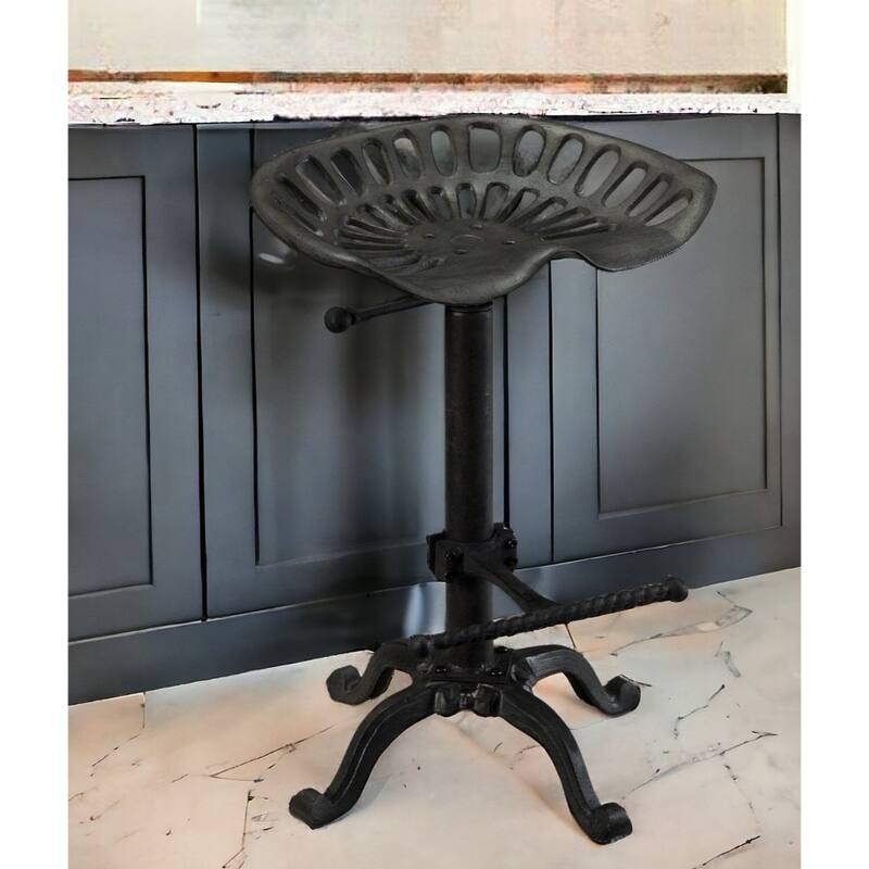 23" Black Iron Backless Adjustable Height Bar Chair