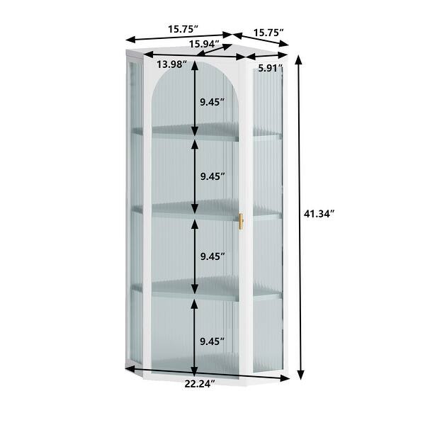Glass Door Wall Mounted Corner with Featuring Fourtier Storage