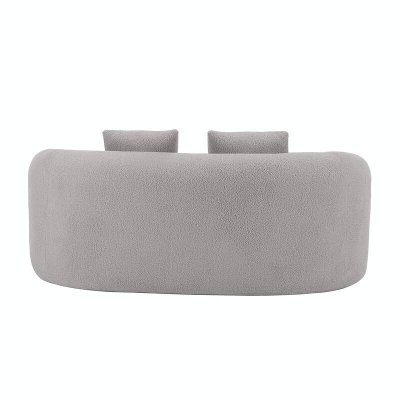 Curved Loveseat Sofa with Round Armrests - Compression Couch with 2 Pillows
