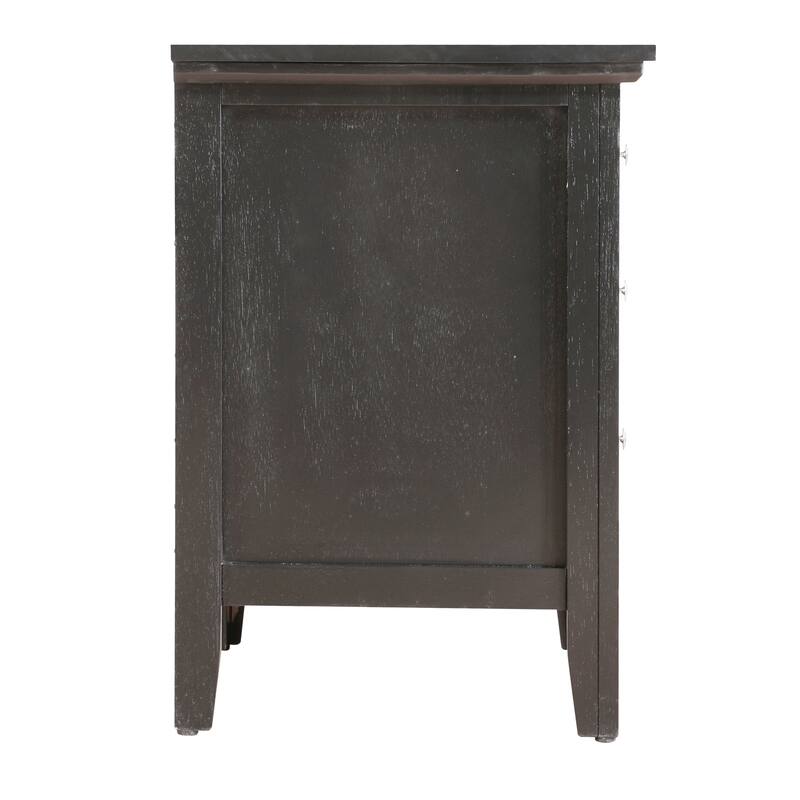 3-Drawer Black Nightstand with Real Wood Veneers and English Dovetail Drawers, 26 Inch Bedside Table