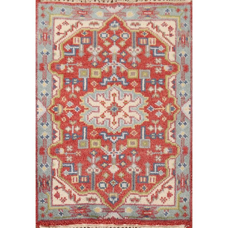 Geometric Kazak Foyer Rug Hand-Knotted Oriental Wool Carpet - 2'0" x 3'0"
