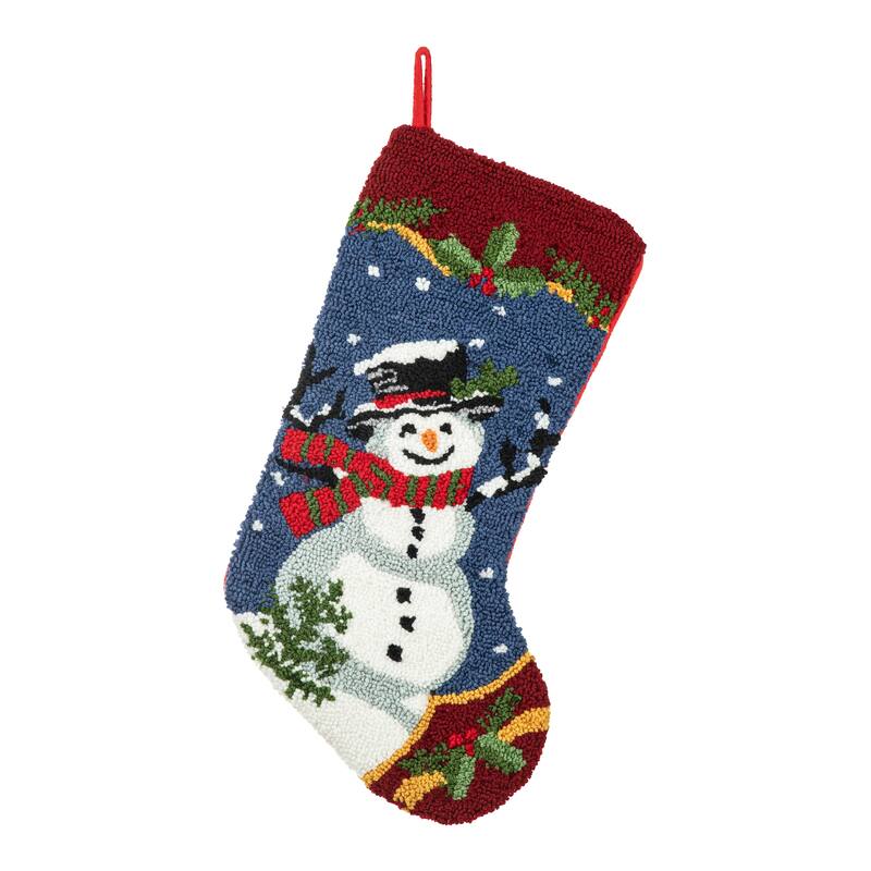 Glitzhome 20.5"L Santa Snowman Nutcracker Hooked Christmas Stocking - Traditional Snowman
