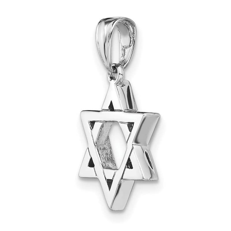 Curata 14k White Gold 21.5mm 3 d Jewish Religious Judaica Star of David Necklace
