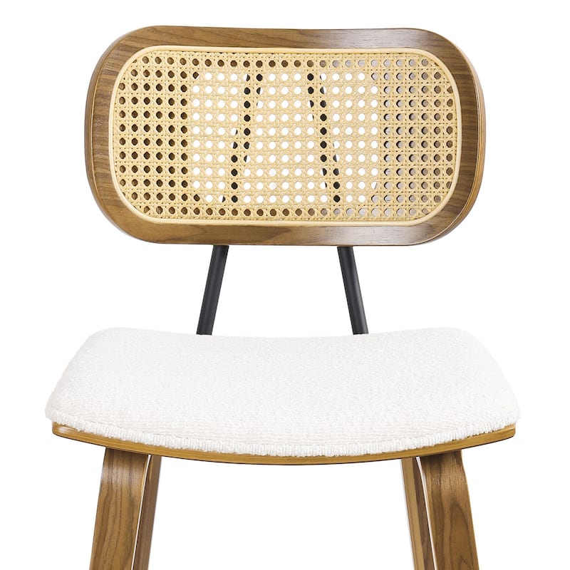 26-inch Wood Counter Height Bar Stools with Rattan Back