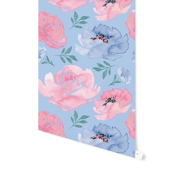 Shop Boho Floral Dance Light Blue Peel And Stick Wallpaper By