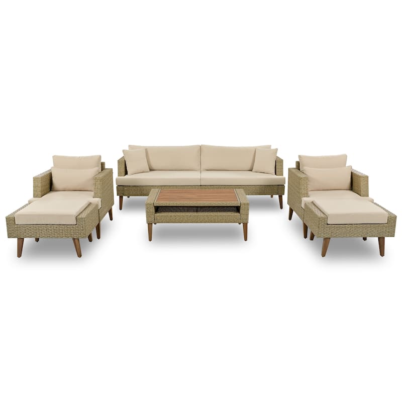 6-Pieces All Weather PE Wicker Sofa Set