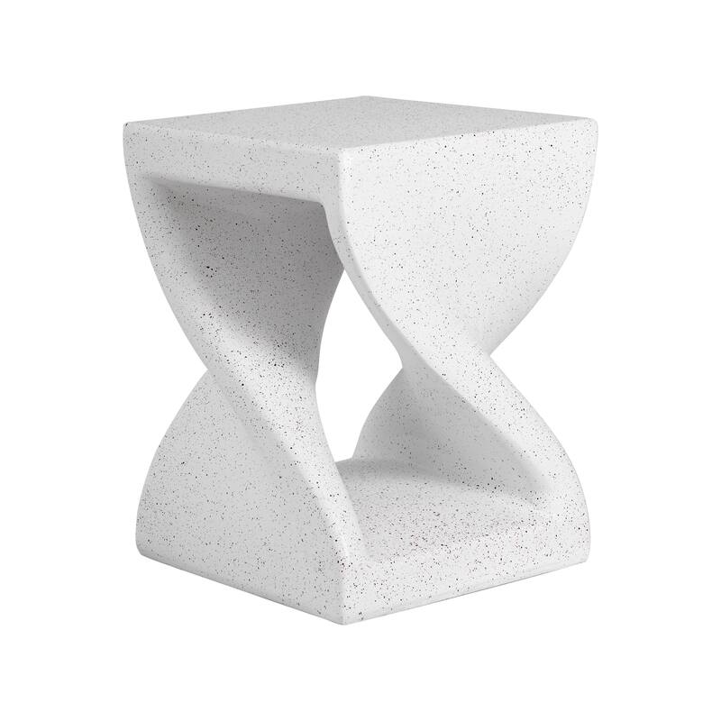 Christopher Knight Home - Modern 13.39'' Twisted Pedestal MGO Side Table for Indoor and Outdoor Use - 13.39"W/White Marble
