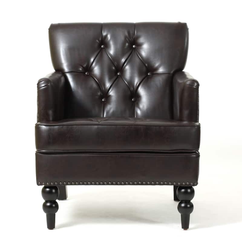 Malone Brown Leather Club Chair by Christopher Knight Home