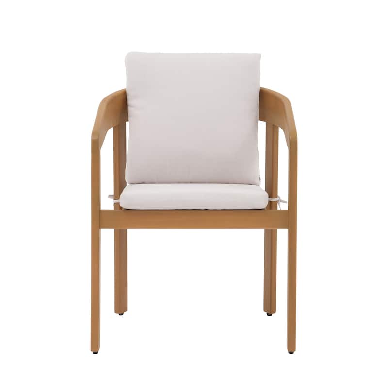 Wooden Outdoor Armchairs with Cushions, Set of 4