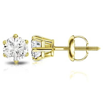 Auriya 2ctw Round Diamond Stud Earrings 14k Gold 6-Prong (J-K, I2-I3)
