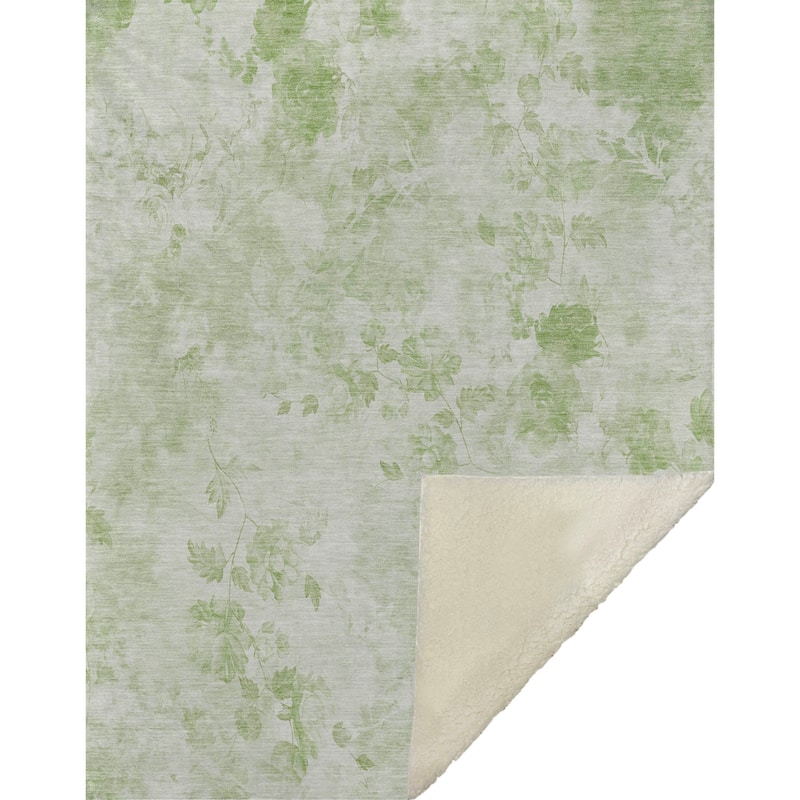 Premium Machine Washable Modern Floral Sherpa Throw Blanket