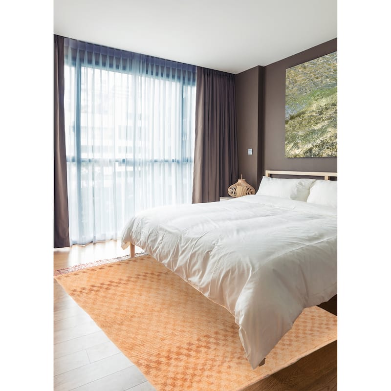 ECARPETGALLERY Hand-knotted Beni Ourain Beige Wool Rug - 4'2 x 5'6