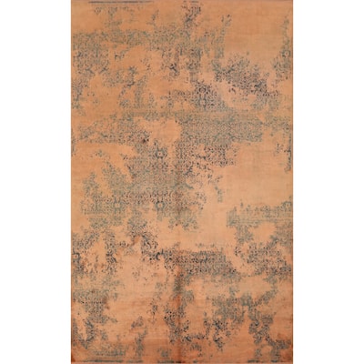 Machine Made Oriental Polyester Carpet Modern Oranges & Rust Distressed Area Rug - 7' 5'' X 5' 2''