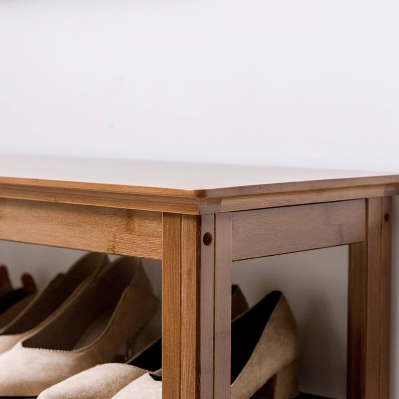3-Tier Bamboo Shoe Rack Bench, Shoe Storage Organizer, Entryway Bench