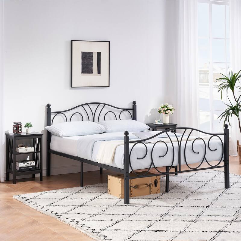 Modern Nightstand Set with 3-Tier Storage Shelves X-Shaped Nightstands Set of 2 Available in Multiple Colors for Bedrooms