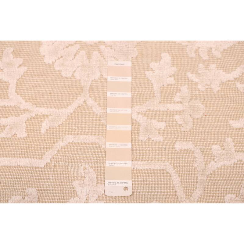 ECARPETGALLERY Hand Loomed Elysian Beige, Ivory Viscose, Wool Rug - 6'8 x 8'1