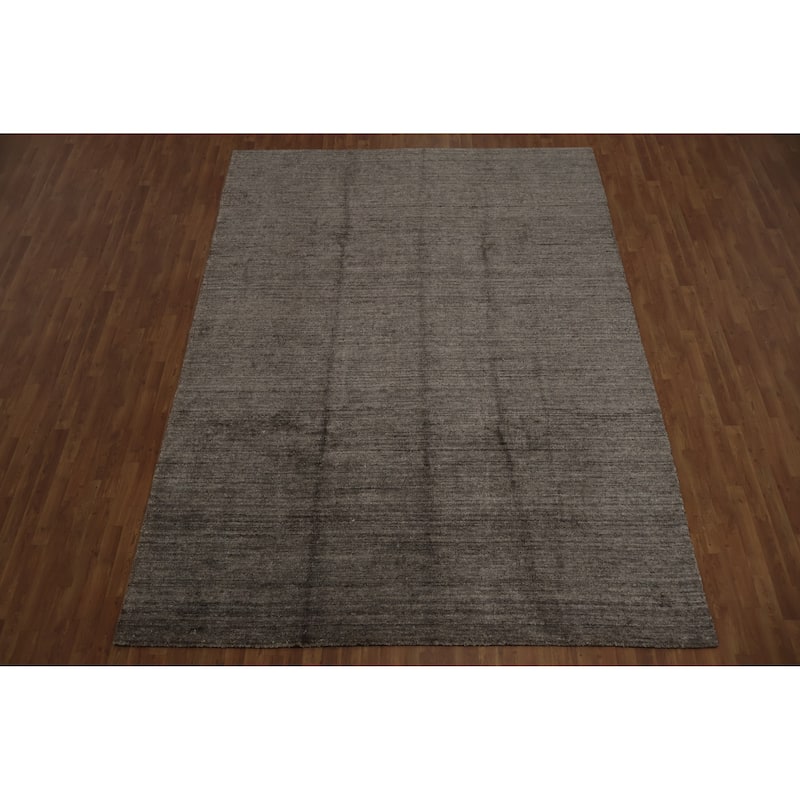 Hand Knotted Oriental 100% Wool Carpet Tribal Contemporary Greys & Charcoal Gabbeh Area Rug - 11' 4'' X 8' 6''