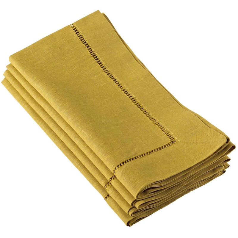 Hemstitched Linen Dinner Napkins (Set of 4)