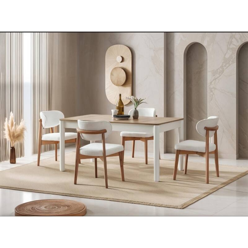 Blin 8-Piece Oval Dining Table, 6 Dining Chair With Wood Leg Set And 72" Buffet With Mirror