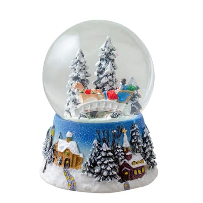 5.75" Winter Forest Sleigh Ride Musical Christmas Snow Globe