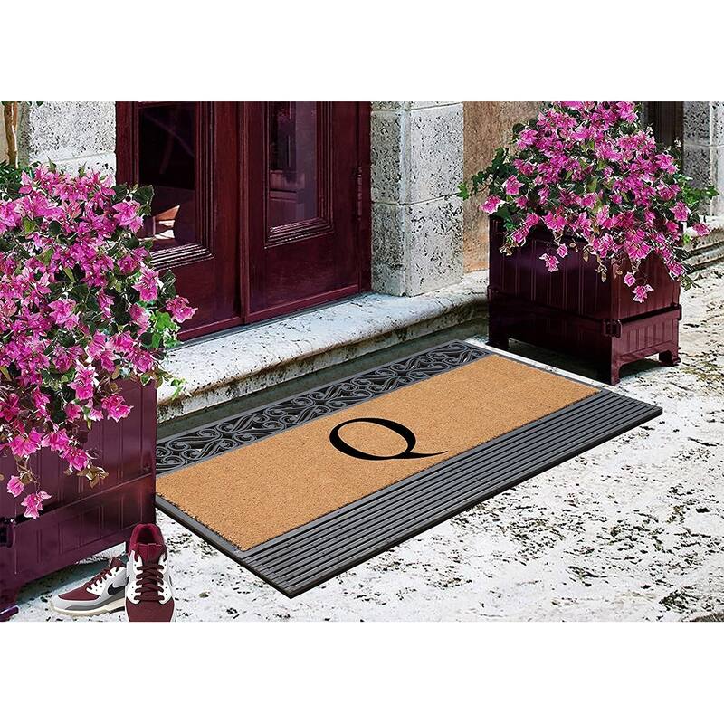 A1HC First Impression Rubber and Coir Rosewood 24" X 36", Heavy Duty Outdoor Monogrammed Doormat