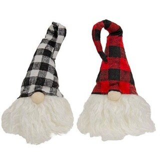 Checkered Gnome Wine Topper 2 Asstd. - 4.5