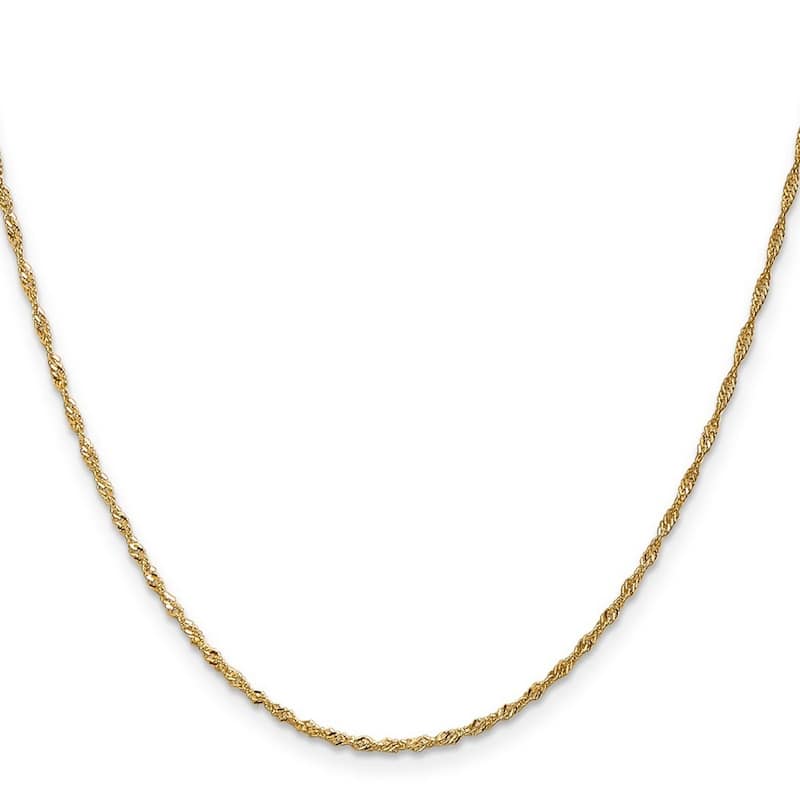 Curata Women's 14k Yellow Gold 1.6mm Singapore Chain Anklet - 10 Inch - O Ring Closure