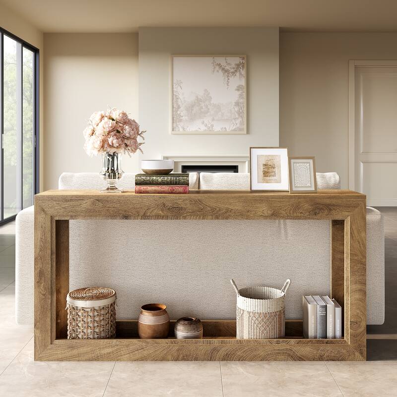 63'' 2-Tier Console Table Behind Sofa Couch for Entryway Living Room