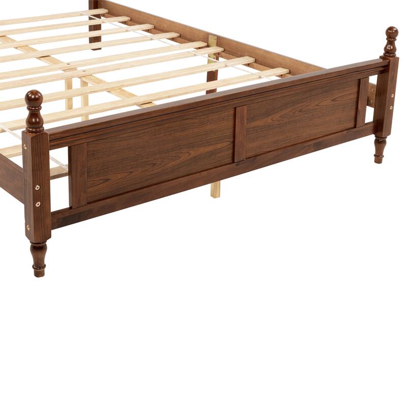 Queen Size Upholstered Platform Bed with Headboard and Panel Footboard