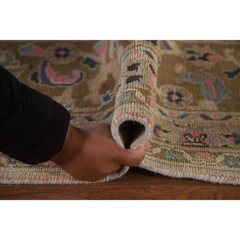 Hand Knotted Oriental 100% Wool Carpet Traditional Floral Peach Kashmar Area Rug - 12' 7'' X 9' 6''