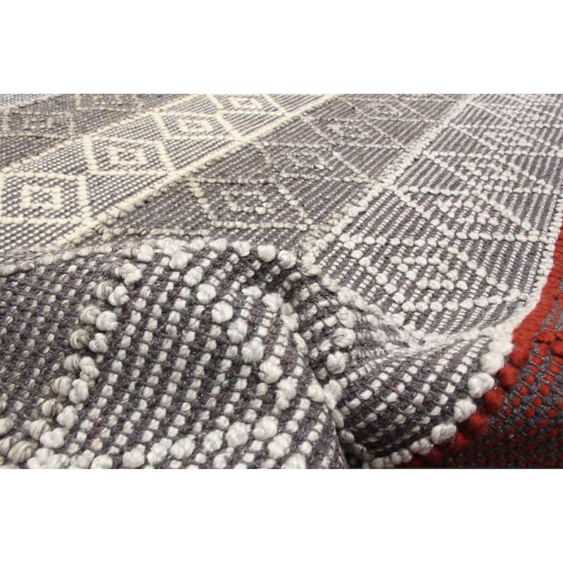 ECARPETGALLERY Braid weave Sienna Grey Wool Rug - 5'0 x 8'0
