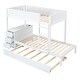 preview thumbnail 9 of 15, Twin-Over-Twin Bunk Bed with Trundle, Desk, Storage Drawers & USB Outlets, White - Ideal for Kids' Rooms and Sleepovers