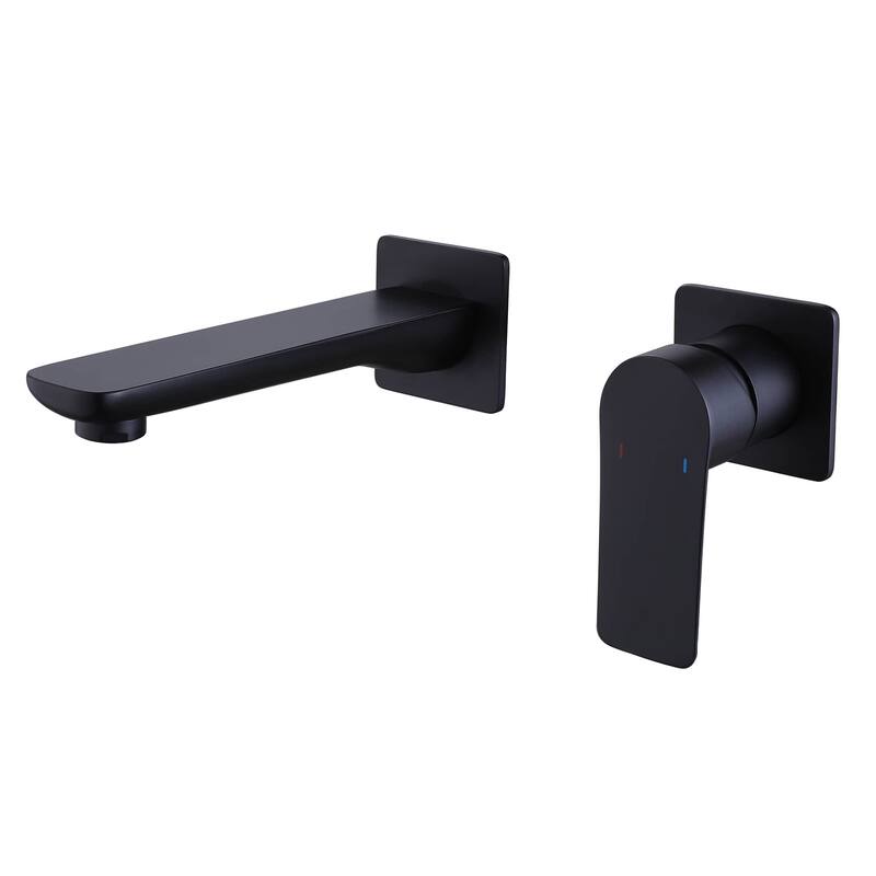 Wall Mount Bathoom Sink Faucet Single Handle Matte Black Bathroom Faucet 2 Holes Modern Vanity Basin Mixer Taps With Valve