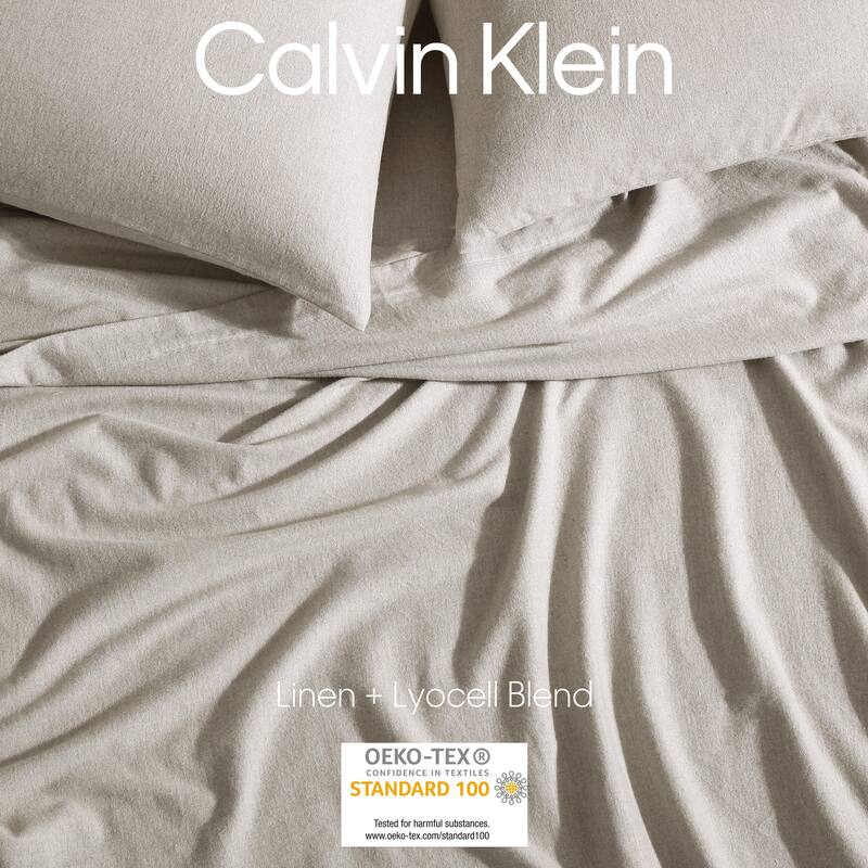 Calvin Klein Melange Cotton Flannel Solid Sheet Set