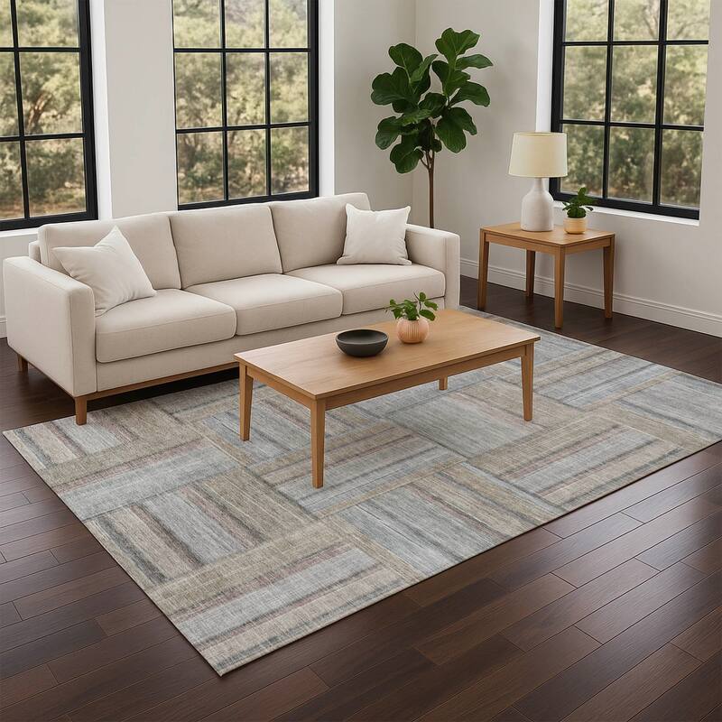 Machine Washable Indoor/ Outdoor Modern Weave Chantille Rug