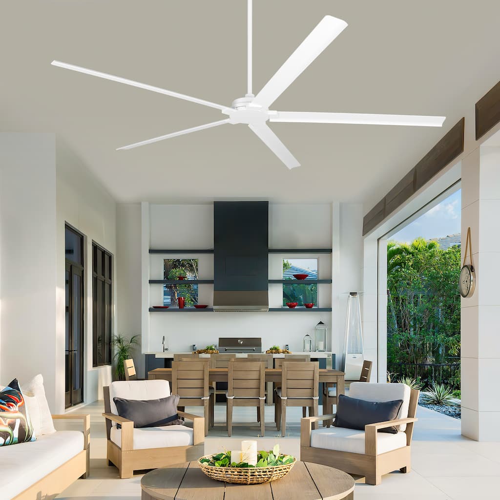 Parrot Uncle 72" Modern White Waterproof Wet Outdoor Large Aluminum Ceiling Fan with Remote