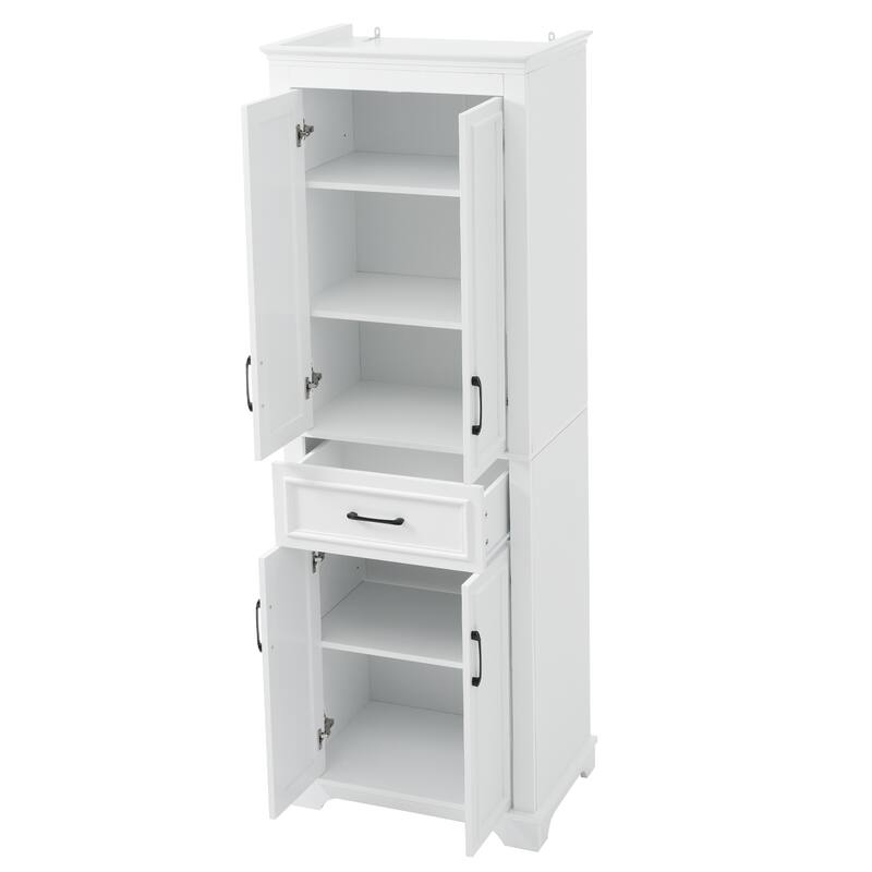 Roomfitters 70.8" Tall Freestanding Bathroom Cabinet with 4 Doors, 1 Drawer and Adjustable Shelves, Modern White