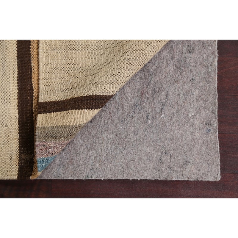 Natural Dye Striped Kilim Contemporary Wool Area Rug Flat-weave Carpet - 5'0" x 6'6"