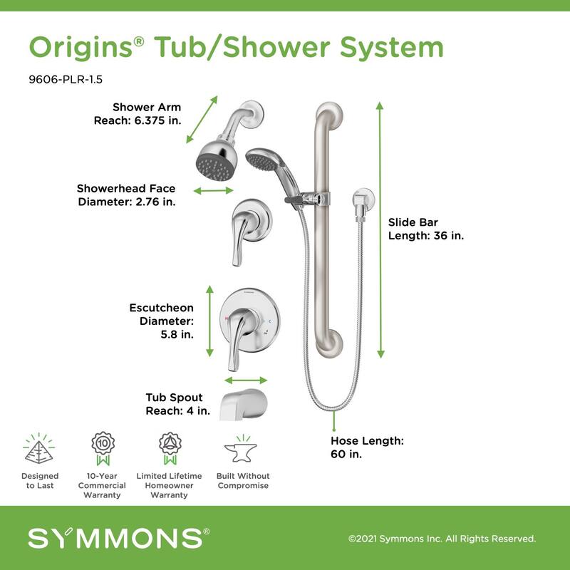 Symmons Origins Tub and Shower Trim Package with Single Function