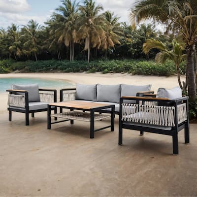 Outdoor Conversation Set with Cushions and Coffee Table, Set of 4