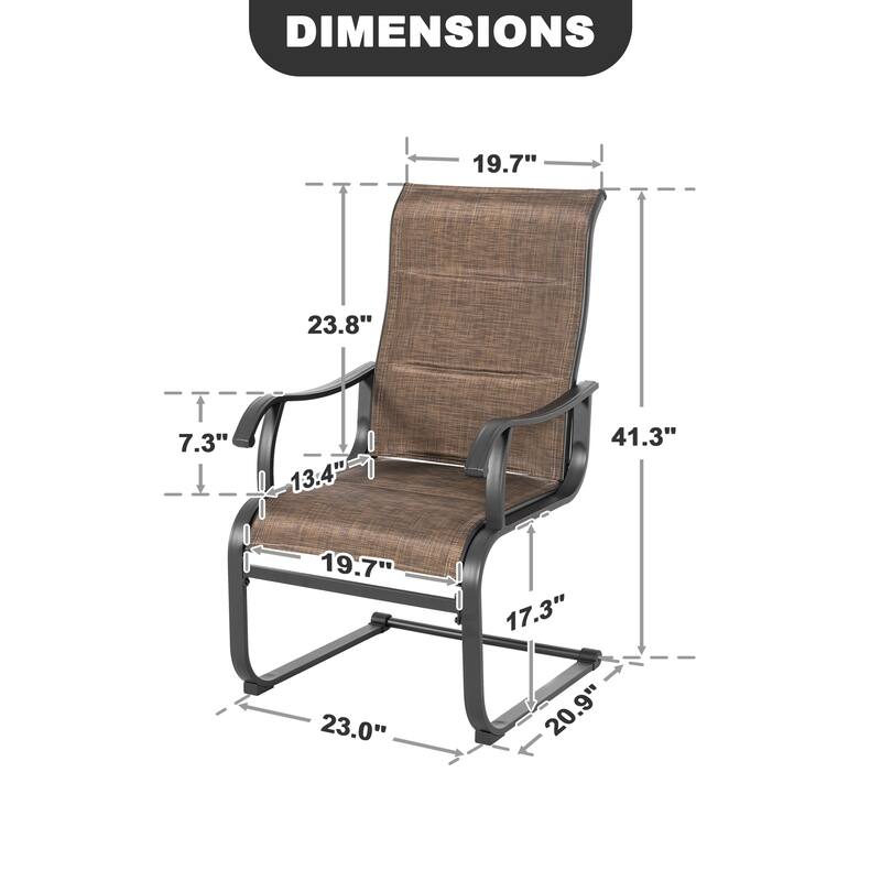 Outdoor Patio Dining Chairs, Breathable Textilene, Iron Frame