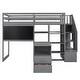 preview thumbnail 27 of 26, Twin Loft Bed with 4-Tier Built-in Shelves, Pull-Out Desk, Storage Stairs, Blackboard Slat Support Loft Bed for Kids Teens