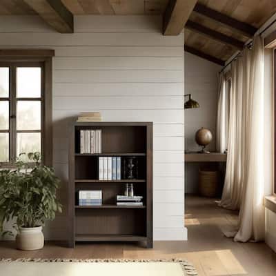 Bridgevine Home Joshua Creek 48 inch high 4-shelf Bookcase, No Assembly Required, Barnwood Finish