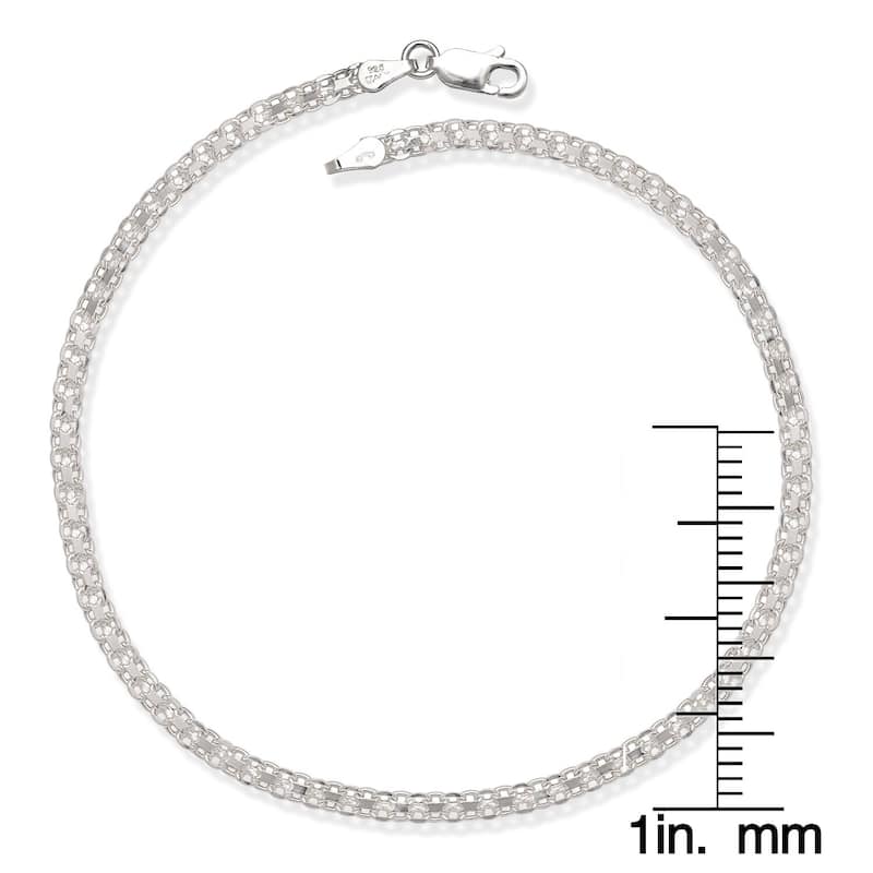 Sterling Silver 10-inch 3.5mm Bizmark Anklet - White