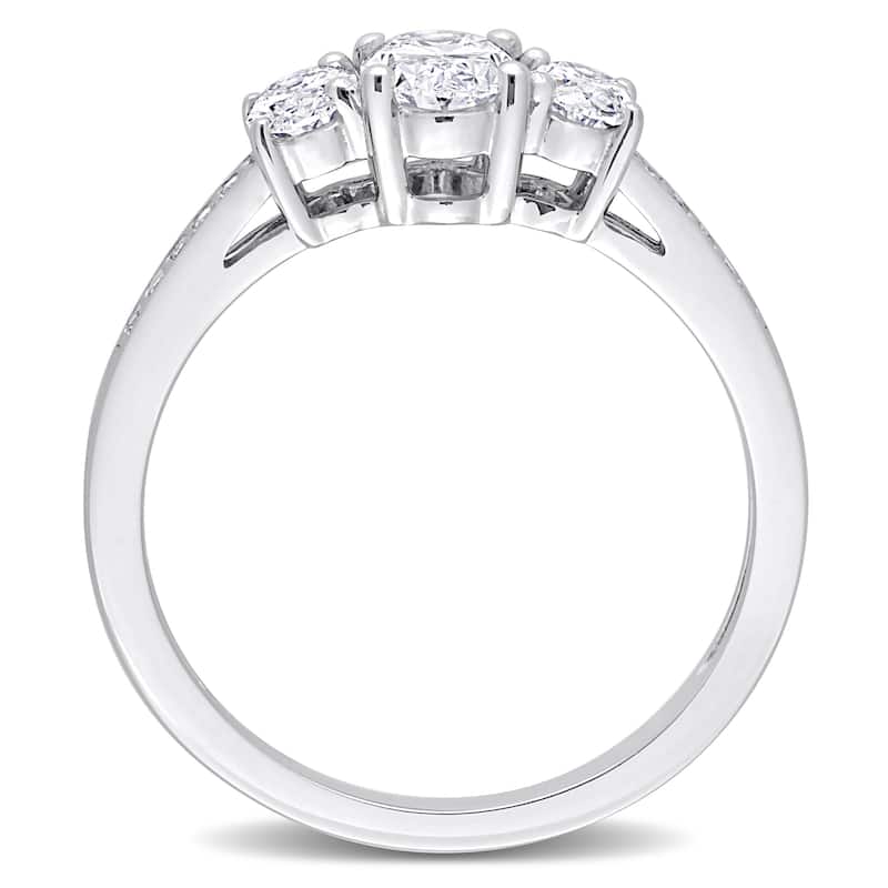 Miadora White Platinum Oval Round or Emerald Diamonds 3-Stone Engagement Ring 1ct TDW