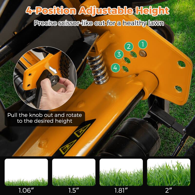 Gymax Push Lawn Mower Cordless 14'' Manual Reel Mower Adjustable