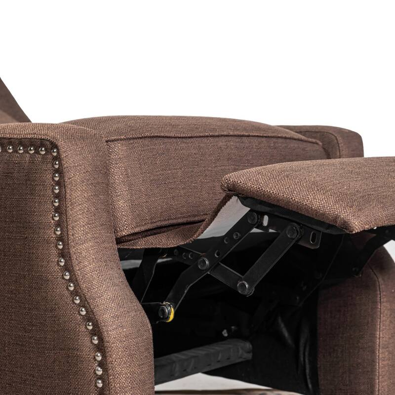 Push Back Wing Back Pocket Spring Recliner with Side Accent Nail Trim