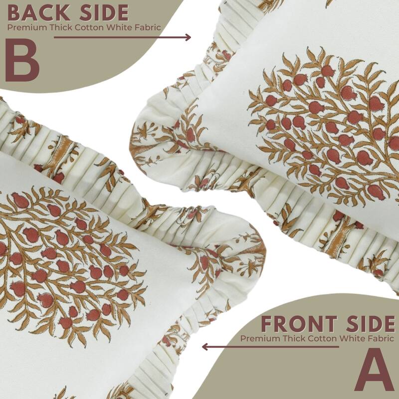 Designer Red color Handy Frill Pillow Cover For Bed- ANAR